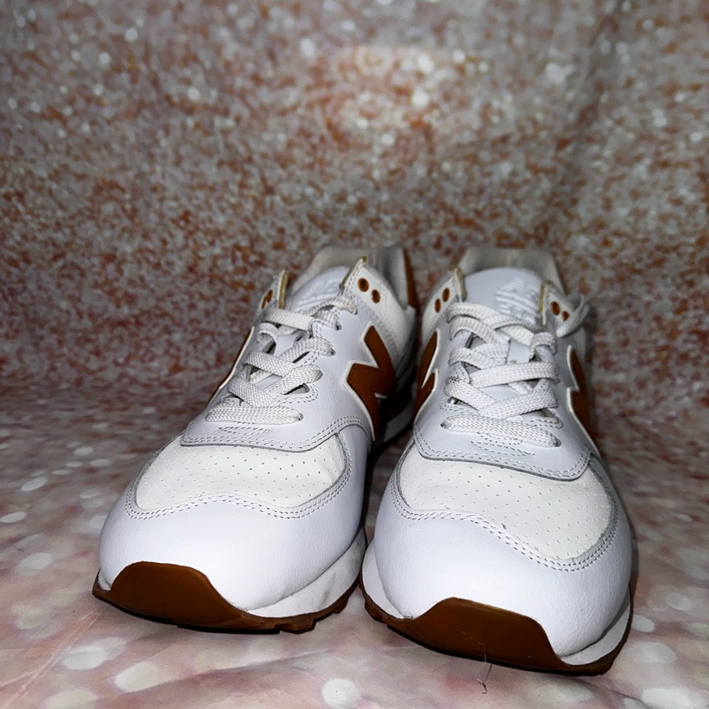 White and Tan Sneakers
